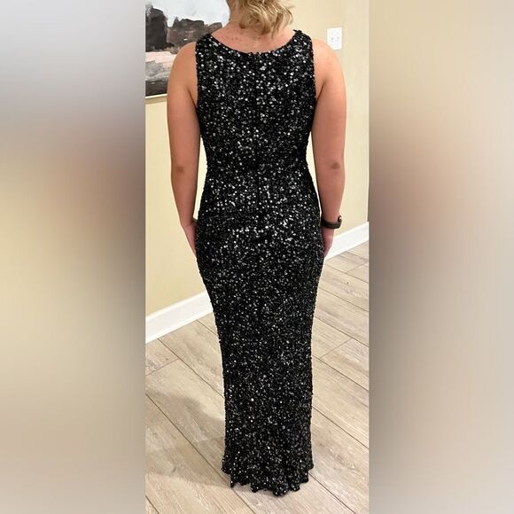 Scala Silk Black Sequin Beaded Gown Prom Formal Size Small (Can Fit Medium) - Picture 4 of 10